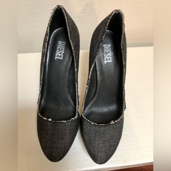 Diesel Black Denim Platform Heels European size 39 , US 8.5 - Picture 4 of 10